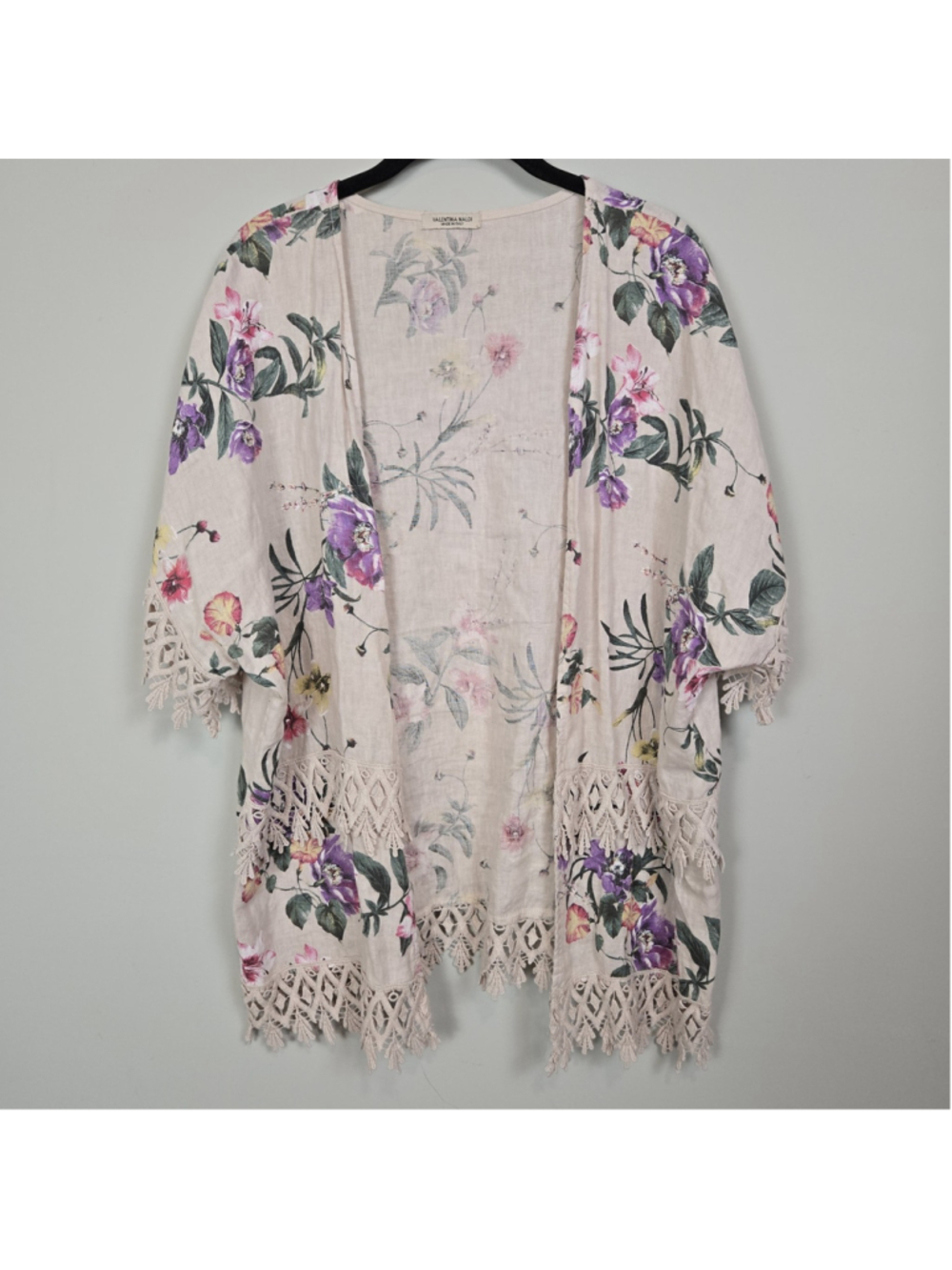 Valentina Naldi Womens Crochet Linen Cardigan O/S Floral Boho Beach Romantic